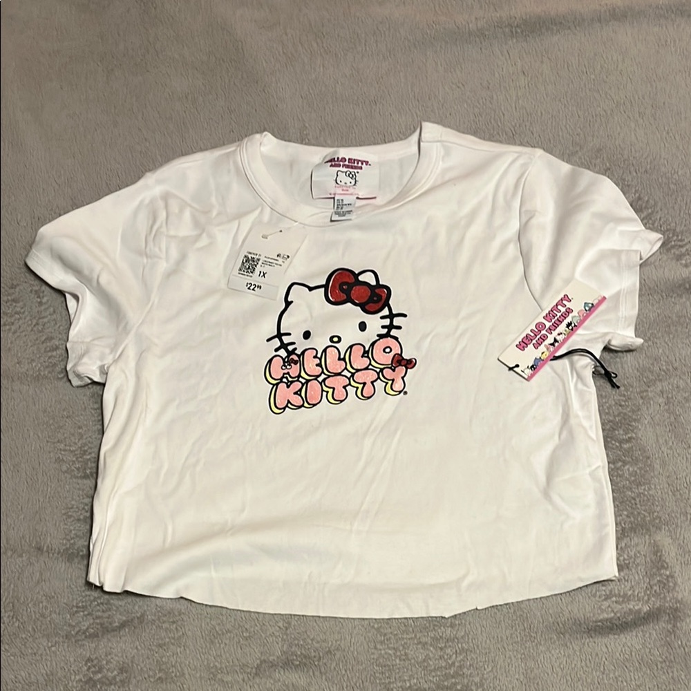 NWT Hello Kitty White Short Sleeve Crop Tee